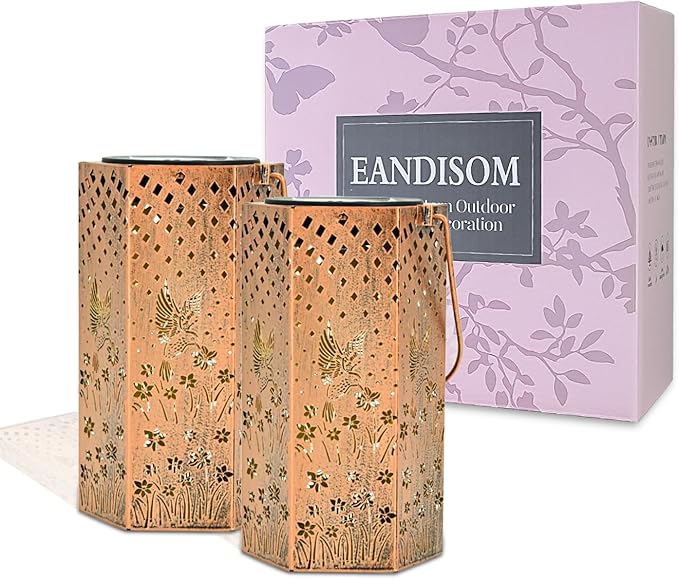 2 Pack Hummingbird Solar Lanterns Outdoor Waterproof - Birthday Gifts for Women, Men, Mom, Solar Lights Outdoor Hanging Garden Decor for Outside, Patio, Outdoor, Yard, Lawn, Balcony-Ruum Studio Home