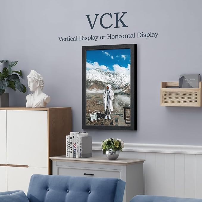 VCK 14x22 Picture Frame Set of 3, Exclusive Black Woodgrain, Solid Wood Poster Frames - Wall Hanging-Ruum Studio Home