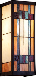 RIVER OF GOODS Art Deco Stained Glass Outdoor Light Fixture - Large Exterior Outdoor Wall Lights for House, Patio, Porch, Garage - Wall Mount Lighting Fixtures - 16.25" H - Faye-Ruum Studio Home