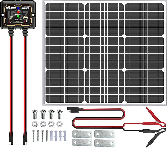 SOLPERK 50W Solar Batery Charger Solar Battery Maintainer + Upgrade 10A MPPT Charge Controller + Adjustable Mount Bracket for Car RV Boat Motorcycle,12V Solar Panel Kit Trickle Charging-Ruum Studio Home