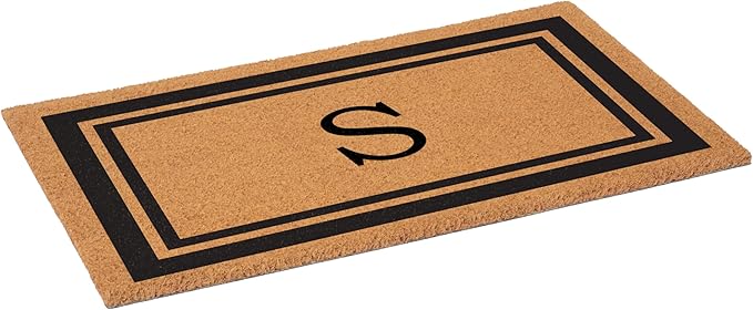 Calloway Mills 152963048S Black Border 30" x 48" Monogram Doormat Letter (S)-Ruum Studio Home