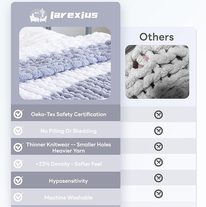 Chunky Knit Blanket - Luxury Soft Cozy 50 * 60 Throw Blanket,100% Woven Blanket Rope Knot Throw Blanket for Couch, Sofa, Home Decor, Gift - Machine Washable（White/Light Gray）-Ruum Studio Home
