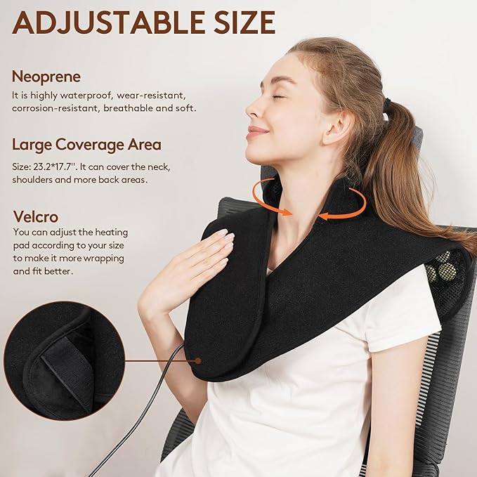 UTK Far Infrared Heating Pads for Neck and Shoulders and Back, Hot to 159℉, Gift for Women, FSA-HSA Eligible Neck and Shoulder Heating Pad with 84 Natural Jade, 24 Timers & Auto Shut Off (23 * 18'')-Ruum Studio Home