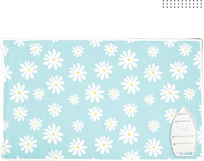 Encasa XO Ironing Mat/Pad (Large 48"x28") with 3mm Padding & Silicone Iron Rest for Steam Pressing on Tabletop or Bed - Heat Resistant, Portable, Quilting & Travel Blanket - Daisy Blue-Ruum Studio Home