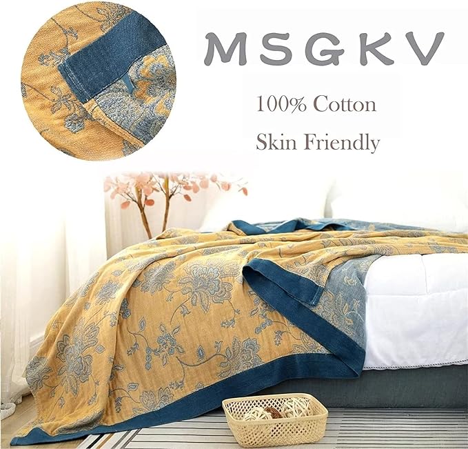 Boho Throw Blanket 100% Cotton Blankets, Super Soft Cozy Warm Blanket, Cotton Quilted Blankets, Versatile KnitWoven Blanket for Couch Sofa Bed Home Decor and Living Room, 78''Wx 90''L-Ruum Studio Home