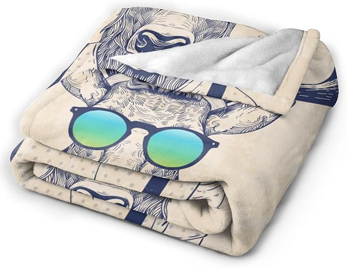 HGOD DESIGNS Deer Throw Blanket Deer Dressed up Like Cool Hipster Blanket Super Soft Flannel Throw Blanket Lightweight Plush Fuzzy Bed Blanket for Bedding Sofa and Travel 50"X60"-Ruum Studio Home