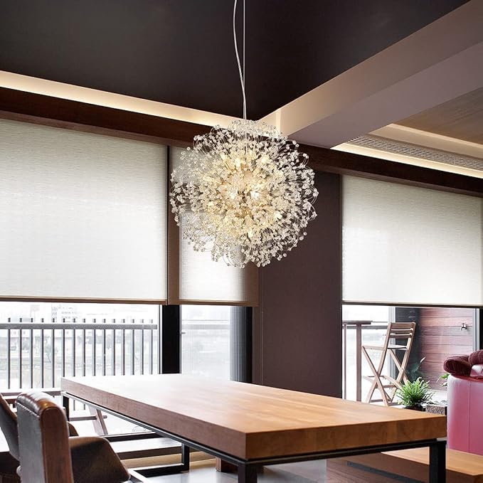 Modern Crystal Chandelier, Sputnik Dandelion High Ceiling Hanging Lamp, Large Beaded Gold Pendant Light for Living Room Dining Room Kitchen Island Bedroom (Gold 16Lights)-Ruum Studio Home