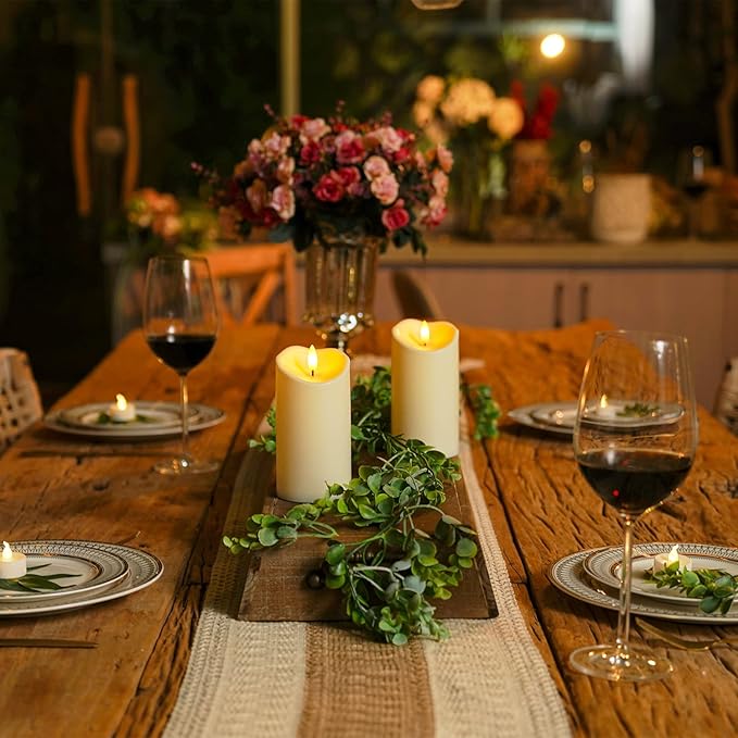 Homemory 6”x3” Outdoor Waterproof Flameless Candles, LED Candles, Battery Operated Candles with Remote and Timers, Electric Fake Plastic Pillar Candles,Dark Ivory, Set of 2-Ruum Studio Home