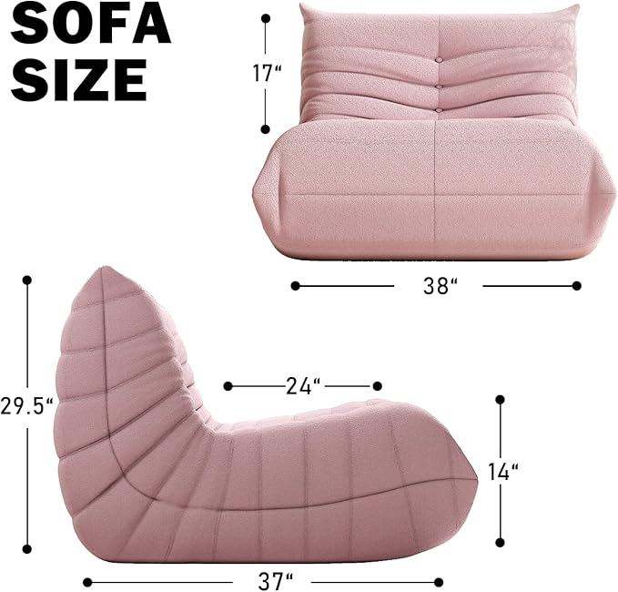 Bean Bag Chair, Fireside Chair Bean Bag Sofa Large Bean Bag Chair for Adults, Bean Bag Chairs for Teens with High Density Comfortable Foam, Memory Foam Bean Bag for Living Room, Bedroom (Pink)-Ruum Studio Home