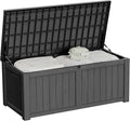 150 Gallon Outdoor Storage Box Patio Deck Box Waterproof, Resin Lockable Outside Large Storage Bin for Pool Cushion Furniture, Garden Tools UV-Resistant, Black-Ruum Studio Home