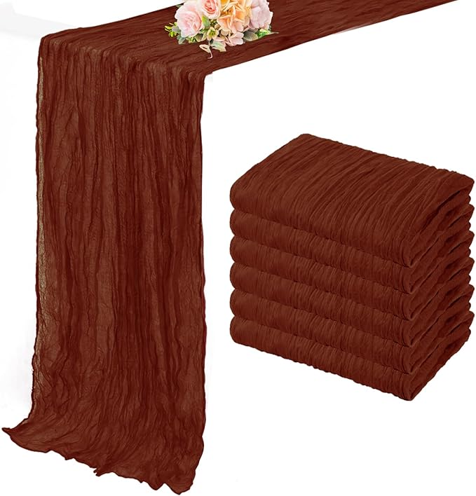 6 Pack Terracotta Cheesecloth Table Runner 10FT Boho Rustic Cheese Cloth Table Runner for Wedding 20 x 120 Inch Long Bridal Shower Baby Shower Gauze Fabric Sheer Birthday Party Table Decorations-Ruum Studio Home