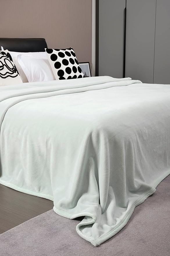 Mellowdy Extra Thick Hearty Plush Flannel Blanket (Pale Mint, 60x80) - 500GSM Twin Size Warm Blanket for Winter, Fall | Soft, Fluffy, Cuddly, Perfect for Bed, Oversized Throw for Couch, Sofa-Ruum Studio Home