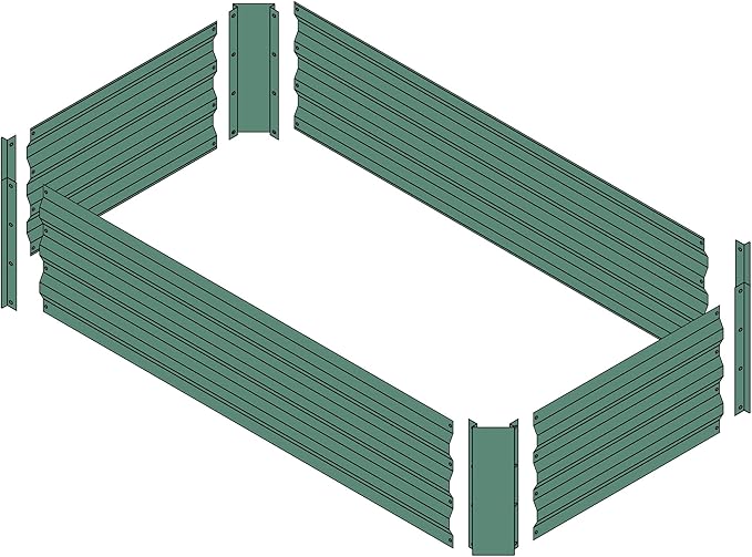 4x2x1ft Metal Raised Garden Bed Kit，Galvanized Garden Bed Box for Vegetables, Flowers, Herbs, and Succulents,60 Gallon Capacity - Green-Ruum Studio Home