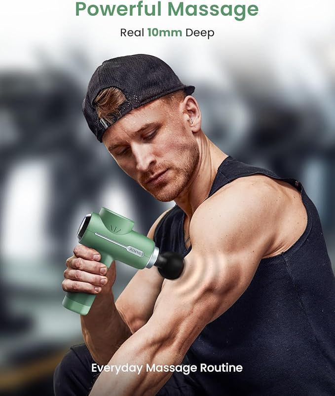 RENPHO Massage Gun Deep Tissue, Portable Percussion Massager for Back and Neck, Gifts for Men and Women, Handheld Device with Carry Case, Active Green-Ruum Studio Home