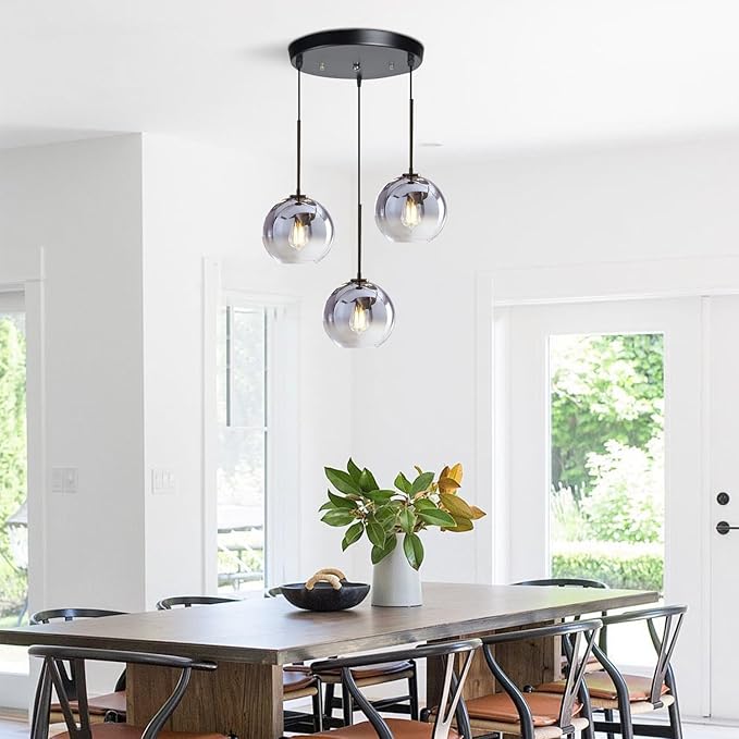 KCO Lighting 3 Pendant Light Fixtures Ceiling Hanging Large Glass Cluster Chandelier Nordic Mercury Glass Pendant Light Modern Cluster Pendant Light Fixture-Ruum Studio Home