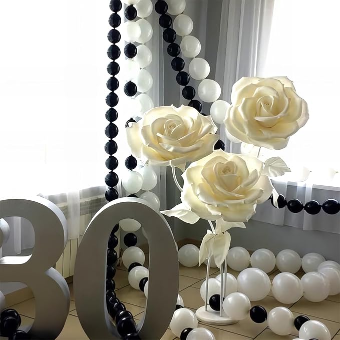 Black Linking Balloons, 120PCS Linked Balloon with Tail for Balloon Wall Arch and Chains, Quick Linkable Balloons for Wedding Birthday Baby Shower Engagement Graduation Party Decorations (6+10inch)-Ruum Studio Home