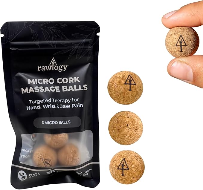 Travel Cork Massage Ball | Lightweight, Sustainable Alternative to Lacrosse Ball for Muscle Pain Relief (Extra Small 0.75 Inch (Pack of 3), Sanded Cork)-Ruum Studio Home
