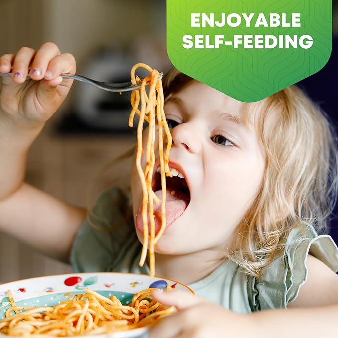 12 Pieces Toddler Utensils, Kids Stainless Steel Silverware Set - 6pcs Forks and 6pcs Spoon, Cute Children Flatware Sets with Mirror Polished, Self Feeding Safe, Dishwasher Safe-Ruum Studio Home
