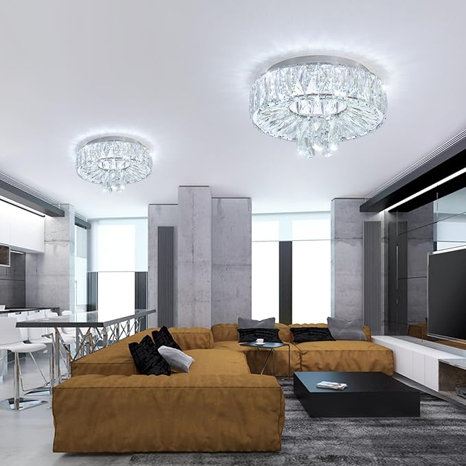 Mini Chandelier Modern Crystal Chandeliers for Hallway Light Fixture LED Flush Mount Ceiling Light Dimmable Lamp for Dining Room Living Room Bedroom-Ruum Studio Home
