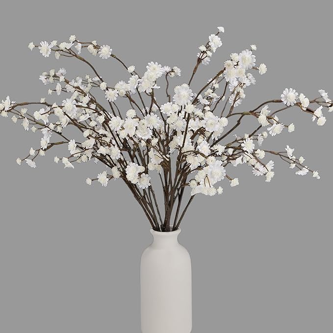 Geegoods 10 Stems White Faux Flowers for Vase – Real Touch Artificial Baby Breath Branches Long Stem for Tall Vase Indoor Home Table Centerpieces Decoration-Ruum Studio Home