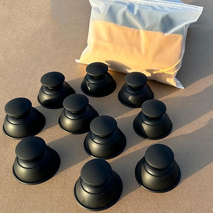 Silicone Cupping Therapy Sets 10pcs,Professional Vacuum Cupping for Myofascial Massage/Joint Pain/Anti Cellulite/Deep Muscle Relief & More(10pcs,Black)-Ruum Studio Home