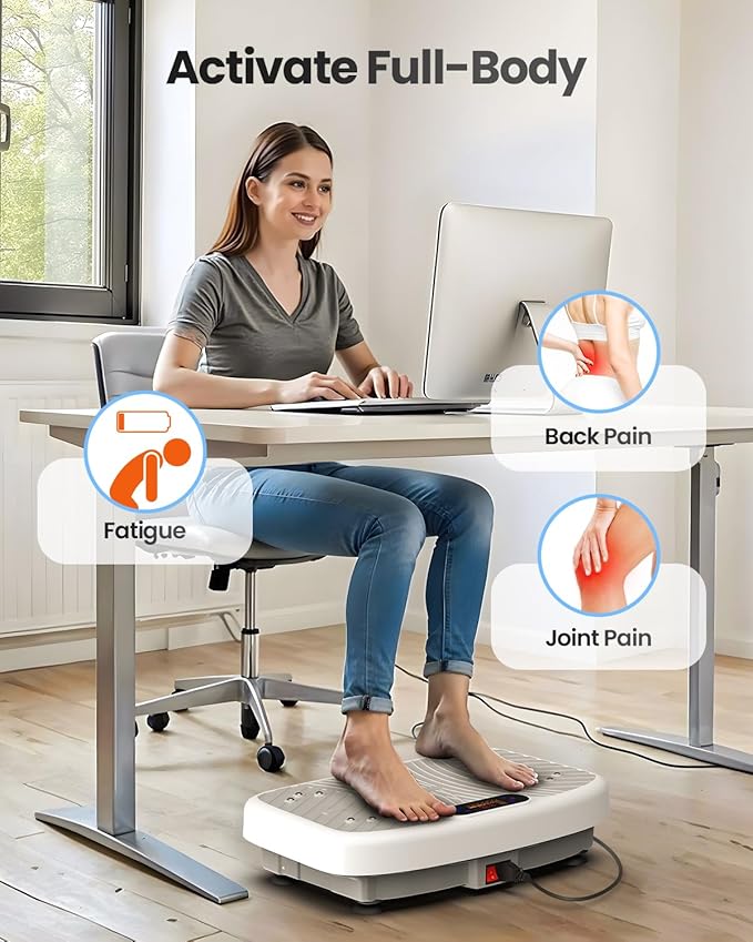 Vibration Plate Exercise Machine, Vibration Plate Platform for Lymphatic Drainage, 200 Adjustable Speeds Power Shaping Vibrating Plate Helps Weight Loss, Shaping, Max Weight 450 Lbs-Ruum Studio Home