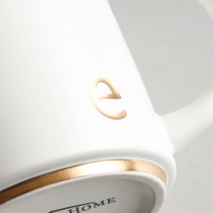 COLLECTIVE HOME - Monogram Ceramic Mugs, 15 oz Golden Initial Coffee Cups, Elegant Alphabet Tea Mugs, Elegant Personalized Mug with Gift Box, Luxurious Cups for Office and Home (e)-Ruum Studio Home