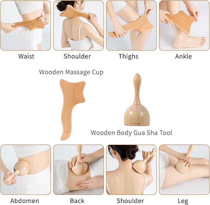 7 Pack Wood Therapy Massage Tools for Body Shaping Set, Cellulite Massager,Maderoterapia Kit Colombiana, Lymphatic Drainage Massager Tools for Neck Back Waist Pain Relief-Ruum Studio Home