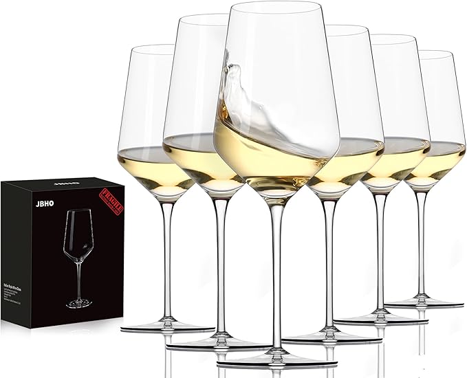 JBHO 17 oz Lead-Free Wine Glasses Set of 6, Hand Blown Durable Crystal Wine Glasses for Daily Use and Hosting Guests, Thin Rim for Serving Red and White Wine, Gift packing for any occasion-Ruum Studio Home