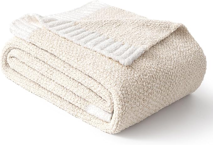 MIULEE Cream Super Soft Throw Blanket for Couch, Cozy Fluffy Warm Throws Knit Blankets for Sofa, Bed, Chair, Living Room, Camping, Picnic, 50 x 60 inch-Ruum Studio Home