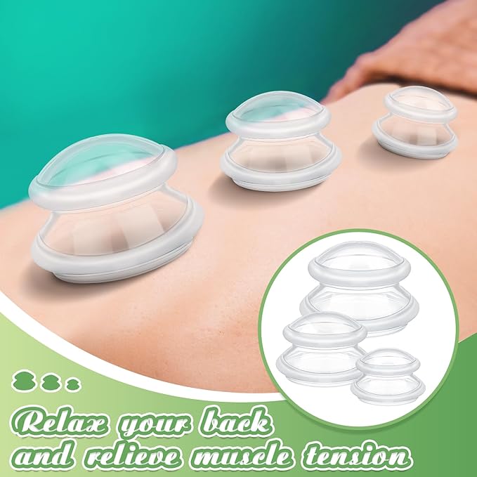 TrelaCo 6 Pcs Cupping Kit for Massage Therapy 3 Sizes Silicone Cupping Set Chinese Massage Therapy for Studio Household Cellulite Joint Pain Muscle Pain(Clear)-Ruum Studio Home