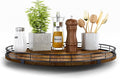 Farmhouse Oak 16" Lazy Susan Turntable Organizer for Cabinet, Round Wooden Lazy Susan Organization and Storage for Dining Table, Pantry, Kitchen, Countertop, Cupboard,Home Decor, Walnut Wood (16")-Ruum Studio Home
