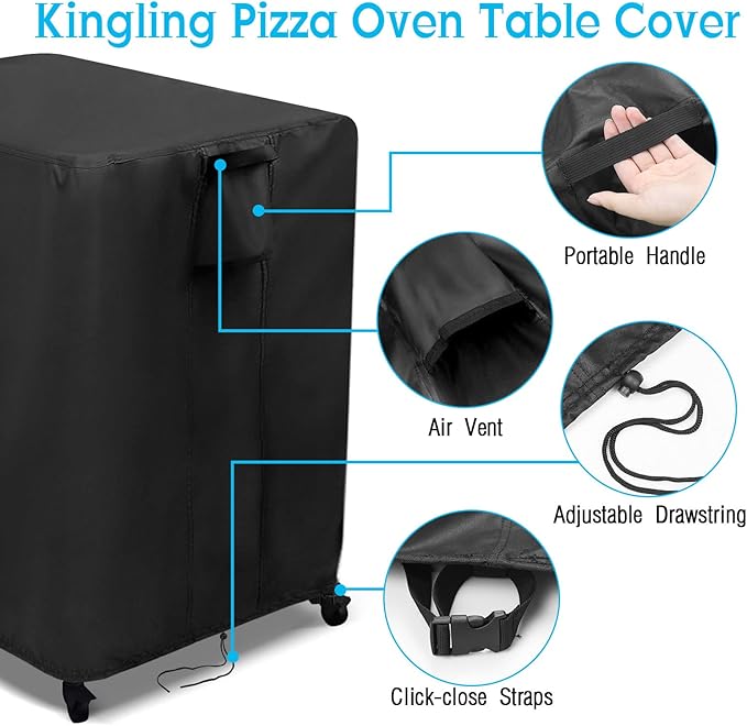 Kingling Outdoor Pizza Oven Table Cover for Ooni Large Table, Waterproof Outdoor Grill Prep Table Cover Pizza Oven Stand Cover - 36''L x 32''W x 31''H(Black)-Ruum Studio Home