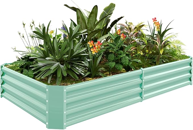 Land Guard 6×3×1ft Galvanized Metal Raised Garden Bed, Metal Planter Kit Box Outdoor for Deep-Rooted Vegetables, Flowers, Green and Herbs (Lime Green)…-Ruum Studio Home