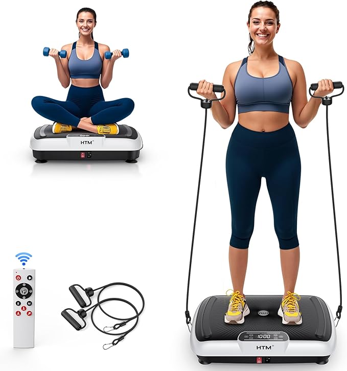 Vibration Plate Exercise Machine - 180 Speeds & 300 lb Capacity, Full Body Workout Vibration Platform with Remote Control for Lymphatic Drainage, Weight Loss & Toning-Ruum Studio Home