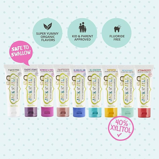 Jack N' Jill Natural Toothpaste for Kids - Fluoride Free Toothpaste, 40% Xylitol, BPA-Free - Flavor Free, 1.76 oz (Pack of 3)-Ruum Studio Home