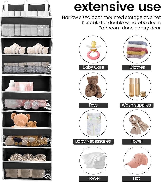 Over the Door Organizer with 5 Large Pockets and 10 Side Mesh Pockets Visible Closet Hanging Organizer Large Capacity Behind Door Storage Organizer for Home Office Bathroom Bedroom-Ruum Studio Home