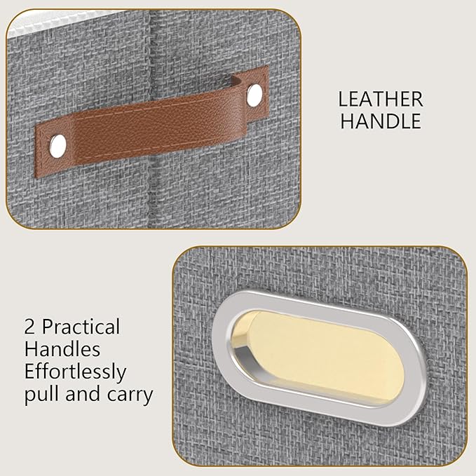 Yawinhe Foldable Storage Baskets for Shelves, Fabric Closet Organizers, Bins with 3 Handles, Cubes for Clothes, Grey, 15''Lx9.8''Wx8.3''H, 6-Pack-Ruum Studio Home