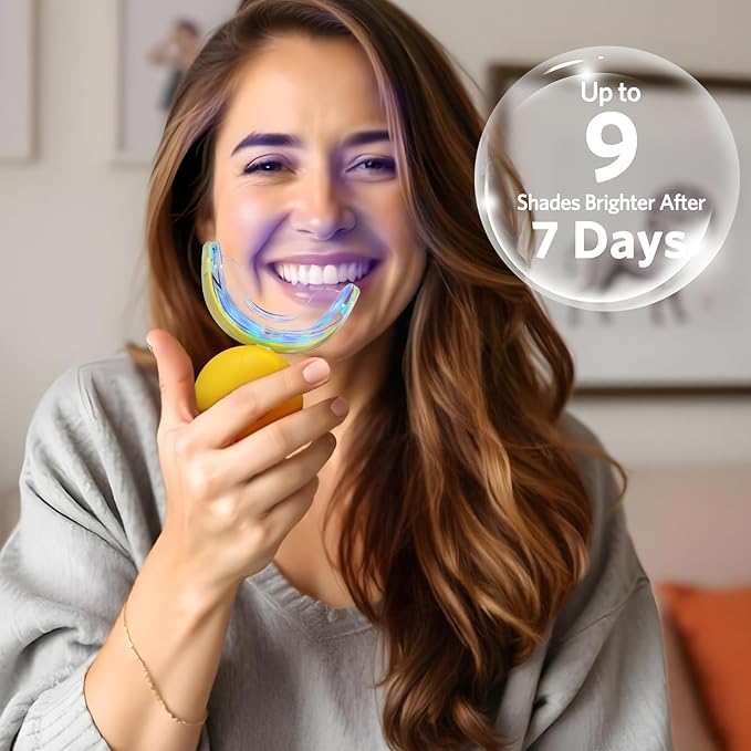 BESTEK Teeth Whitening Kit – 32X LED Light, 10-Min Fast Whitening, 4 Tubes of 35% Carbamide Peroxide Gel, Removes Coffee, Wine & Tobacco Stains - Yellow-Ruum Studio Home