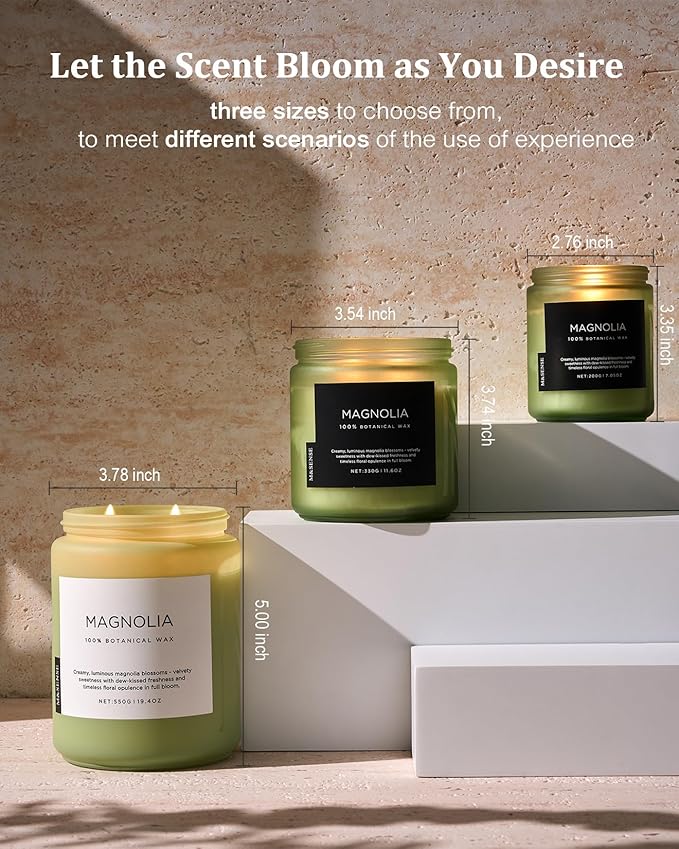 M&SENSE Magnolia Jasmine Romantic Scented Candle, 19.4oz 110 Hours Long Lasting Clean Non Toxic All Natural Soy Wax Candle for Relaxing & Stress Relief, 2 Wick Home Fragrance Gifts for Home Decor-Ruum Studio Home