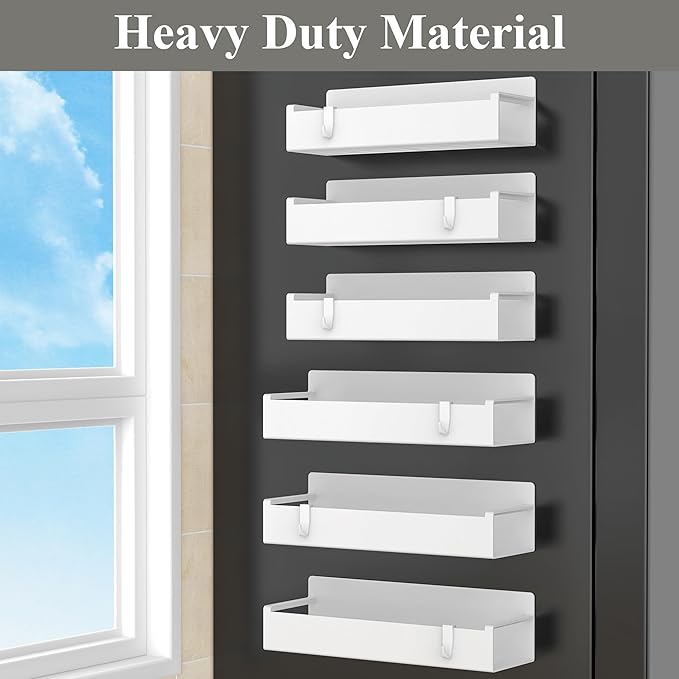 6 Pack Magnetic Spice Rack Organizer for Refrigerator and Oven, White Fridge Organizers and Storage for Kitchen-Ruum Studio Home