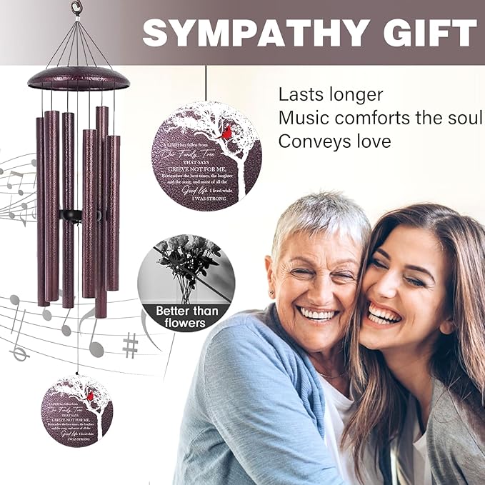 ASTARIN 36" Large Deep Tone Personalized Name Sympathy Wind Chimes, Cardinal Memorial Wind Chime for Loss of Mother Father Loved One, Bereavement Condolence Gifts Decor Outdoor Patio Garden-Ruum Studio Home