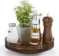 Farmhouse Oak 9" Lazy Susan Turntable Organizer for Cabinet, Round Wooden Lazy Susan Organization and Storage for Dining Table, Pantry, Kitchen, Countertop, Cupboard,Home Decor, Walnut Wood-Ruum Studio Home