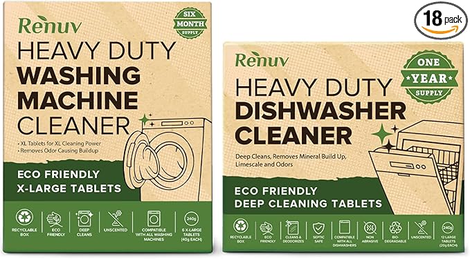Dishwasher Cleaner + Washing Machine Cleaner Bundle - Heavy Duty Appliance Deep Cleaning, Descaling and Deodorizing.-Ruum Studio Home