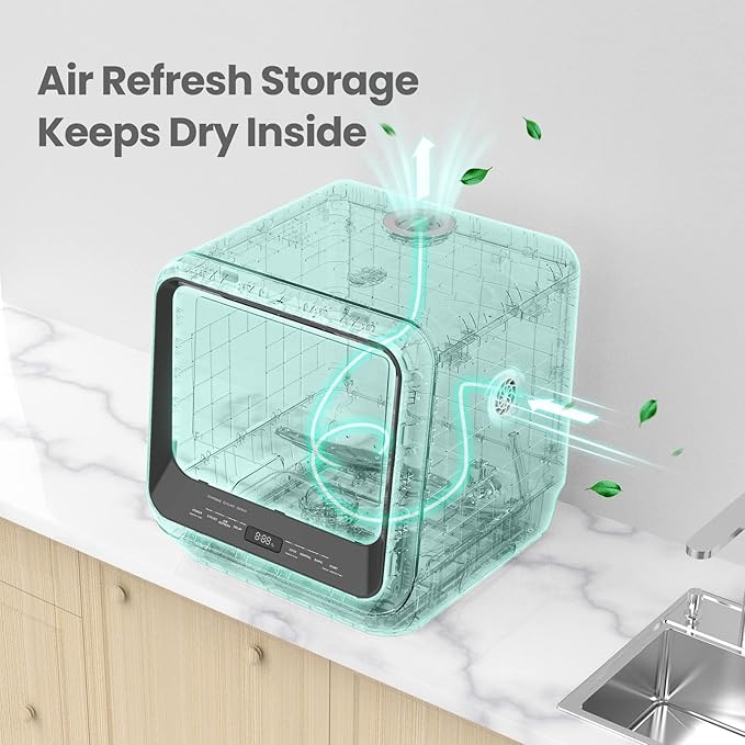 COMFEE' Portable Mini Dishwasher Countertop with 5L Built-in Water Tank for Apartments& RVs, No Hookup Needed, 6 Programs, 360° Dual Spray, 162℉ High-Temp& Air-Dry Function-Ruum Studio Home