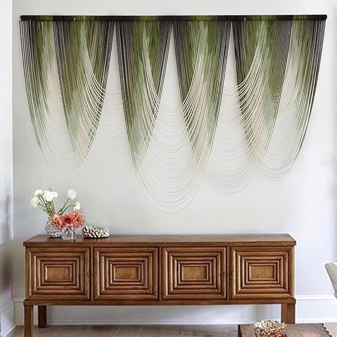 Macrame Wall Hanging Dip-Dyed Large Macrame Wall Decor Yarn Tapestry 57" W x 41" L For Headboard Bedroom Living Room Boho Fiber Home Art-Ruum Studio Home