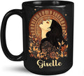Elegant Woman Coffee Mug with Custom Name, Autumn Themed Ceramic Cup 11oz 15oz, Unique Fall Inspired Black Mug for Women, Personalized Women's Day Coffee Cup, Gifts for Holiday-Ruum Studio Home