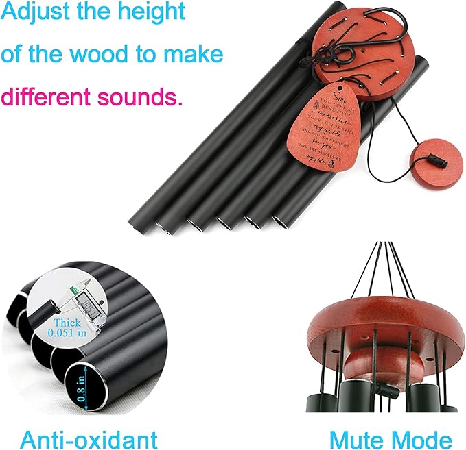 Memgift Memorial Wind Chime for Loss of Son - Outdoor Sympathy Gift for Bereavement - 32 Inch Remembrance Chime - Garden, Patio & Yard Wind Chimes for Loved One-Ruum Studio Home