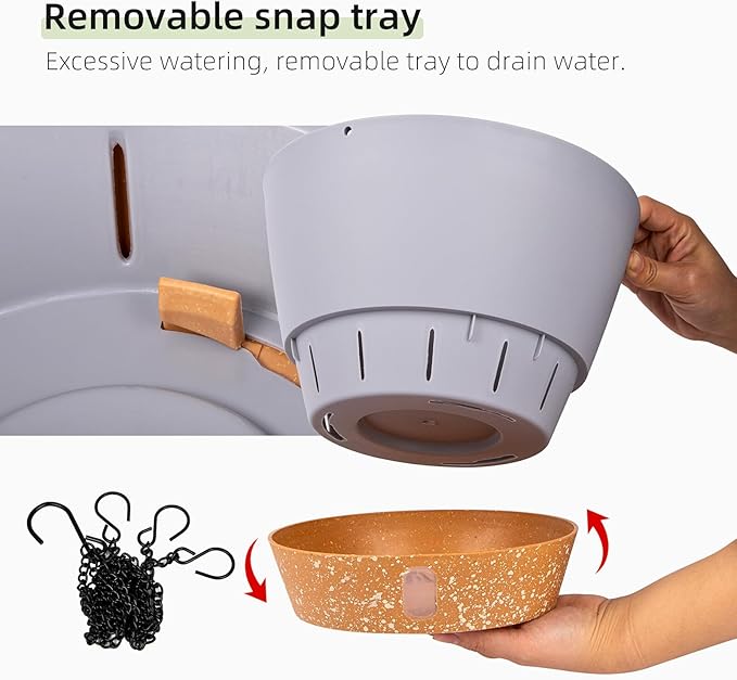 QCQHDU 2 Pack Hanging Planters for Indoor Outdoor Plants, 10 Inch Hanging Baskets Flower Pots with Reservoir Tray & Visible Water-Level-Ruum Studio Home
