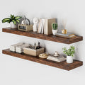 Heimlove 48W x 12D Long Floating Shelf, 12 Inch Deep Floating Shelves for Wall Set of 2, Wood Shelves for Bedroom Living Room Bathroom Kitchen Home Office, Rustic Brown-Ruum Studio Home